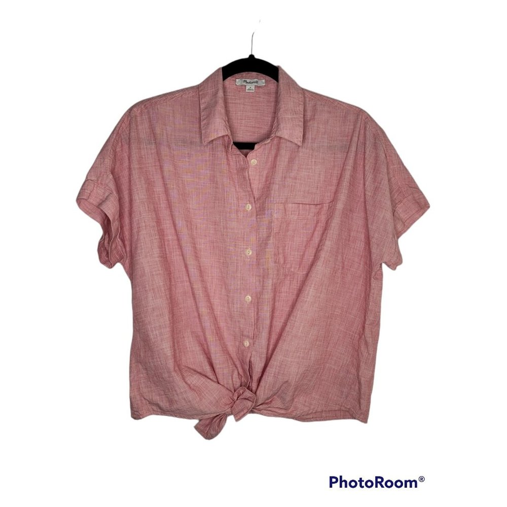🌼HP🌼Madewell End On End Red Tie Front Button Down Top - Size M